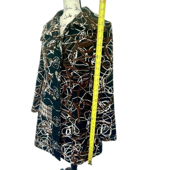 VTG KATE & MALLORY COAT SCRIBBLE RITUAL PATTERN YARN SZ S FOREST GRUNGE RARE - Picture 9 of 16